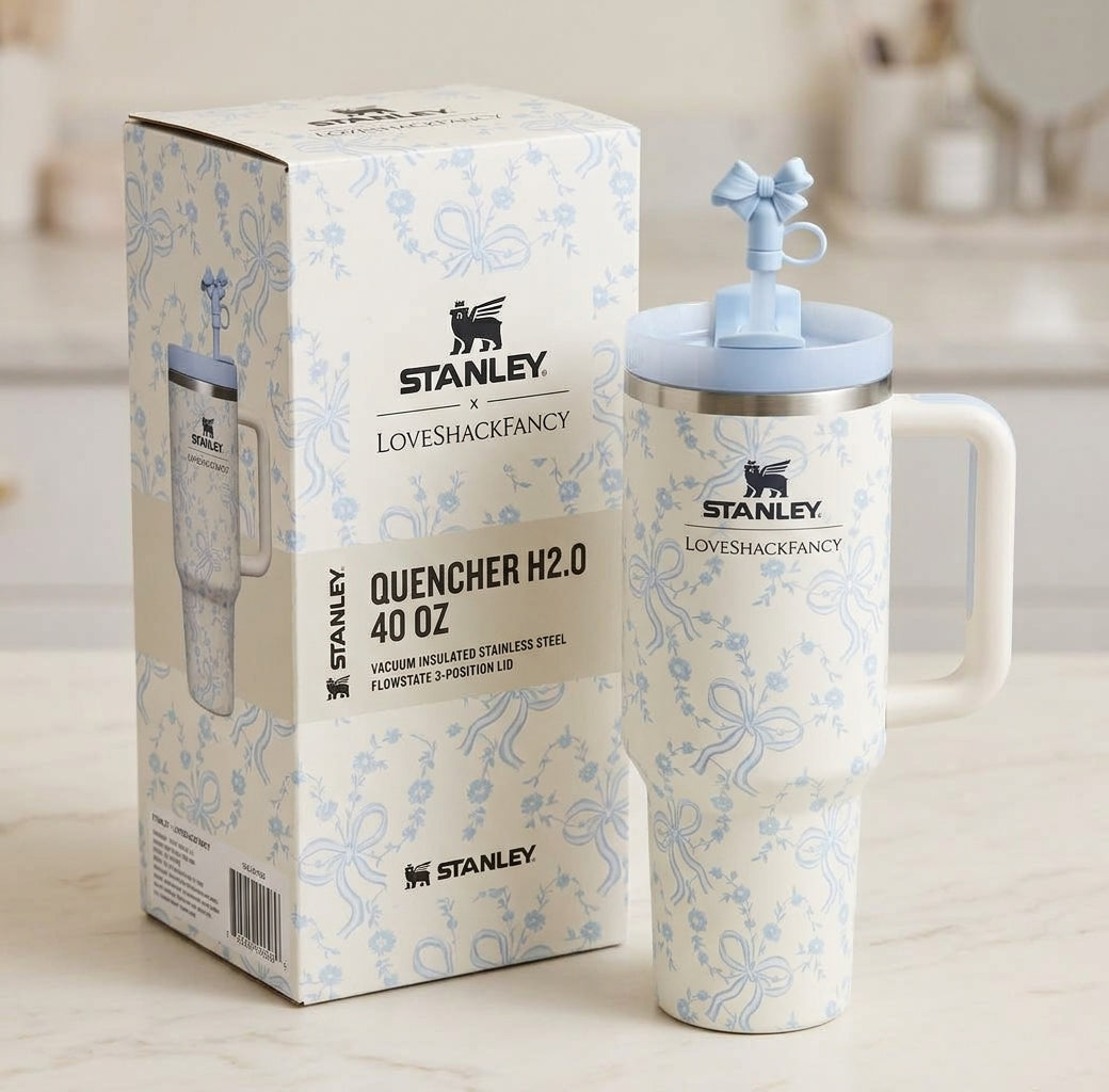 Stanley 1913 x LoveShackFancy Quencher H2.0 40oz Coquette Bow Winter Ice Tumbler