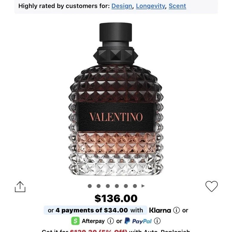 Valentino Uomo Coral Fantasy EDT Spray 3.4 fl oz Men's Cologne